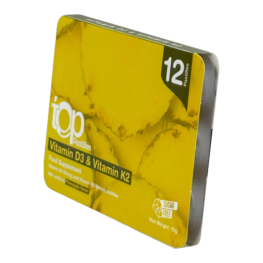 Top Vitamin D3 and K2 Vitamin D3 (2000 IU) and Vitamin K2 Pineapple Flavor 12 Pastilles