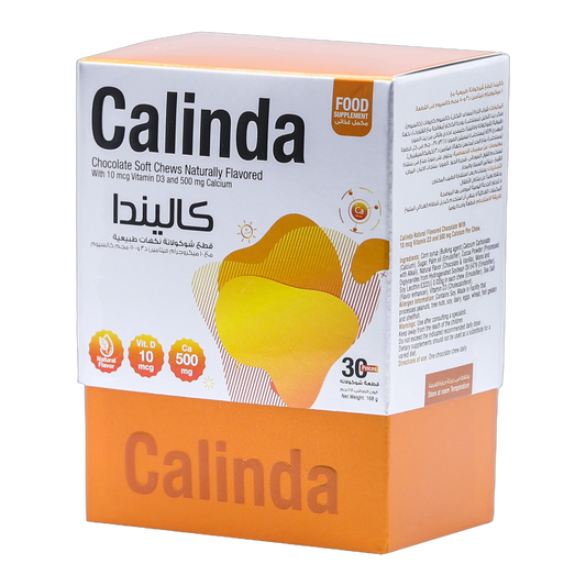Calinda Calcium 0.5g with Vitamin D3 400 IU Milk Chocolate Flavor 30 Pieces