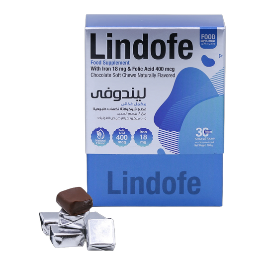 Lindofe Dark chocolate with Iron 18mg and Folic Acid 400 mcg 30 chews