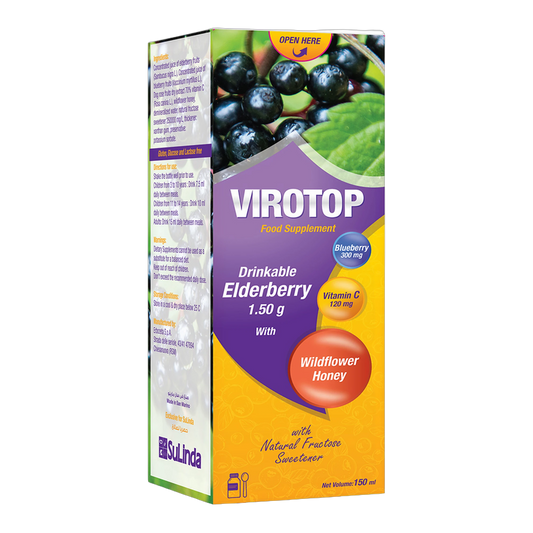 Virotop Elderberry 1.5g with Vitamin C Blueberry Flavor 150 ml Bottle