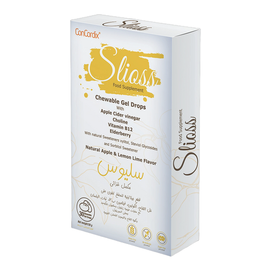 Slioss Apple Cider Vinegar 0.5g B12 Choline Apple and Lemon Flavor 30 Gummies