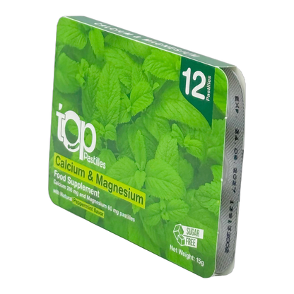 Top Calcium and Magnesium Ca 216 mg Mg 60 mg Pastilles Natural Peppermint Flavor 12 Pastilles