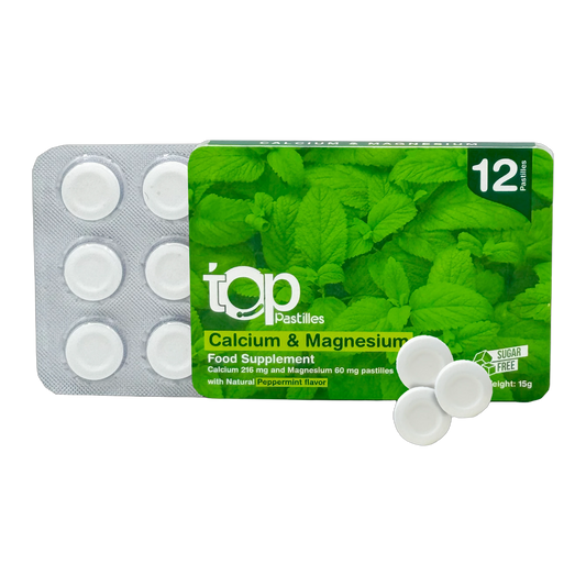 Top Calcium and Magnesium Ca 216 mg Mg 60 mg Pastilles Natural Peppermint Flavor 12 Pastilles