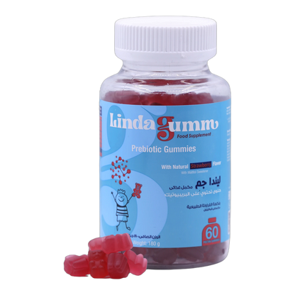 Lindagum Prebiotic Inulin Fiber 190 mg Strawberry Flavor 60 Gummies