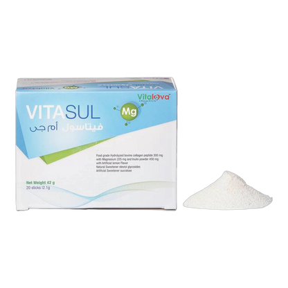 Vitasul Inulin 450 mg Magnesium 225 mg and Hydrolyzed Bovine Lemon Flavor 20 Sachet