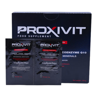 Proxivit L-Carnitine 1.7g L-Arginine Co Q10 with Vitamins and Minerals Lemon Flavor 30 Sachets