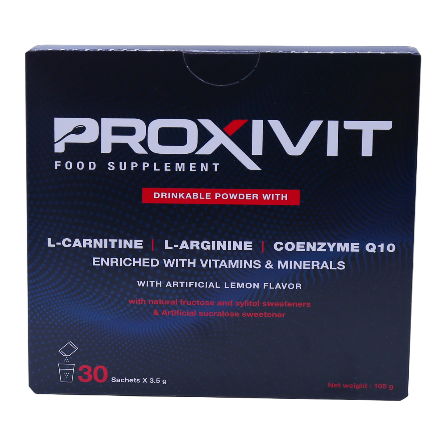 Proxivit L-Carnitine 1.7g L-Arginine Co Q10 with Vitamins and Minerals Lemon Flavor 30 Sachets