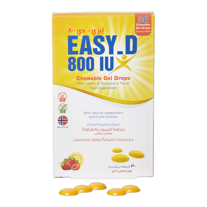 Easy D Vitamin D3(800 IU) Lemon and Strawberry Flavor 30 Gummies