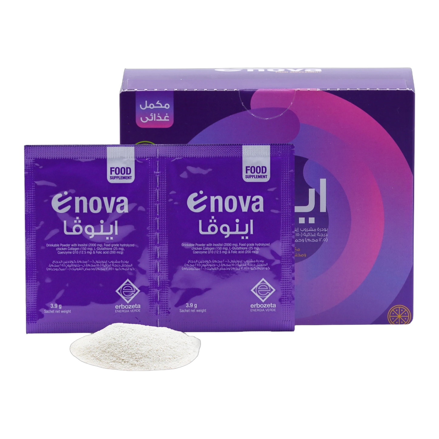 Enova Inositol 2g and Hydrolyzed Chicken Collagen 150 mg Lemon Flavor 117g 30 Sachets