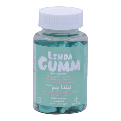 Lindagum Biotin 500 mcg with Vitamins Blueberry and Raspberry Flavor 60 Gummies