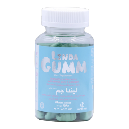 Lindagum Biotin 500 mcg with Vitamins Blueberry and Raspberry Flavor 60 Gummies