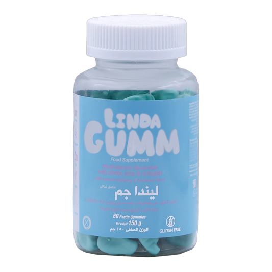 Lindagum Biotin 500 mcg with Vitamins Blueberry and Raspberry Flavor 60 Gummies