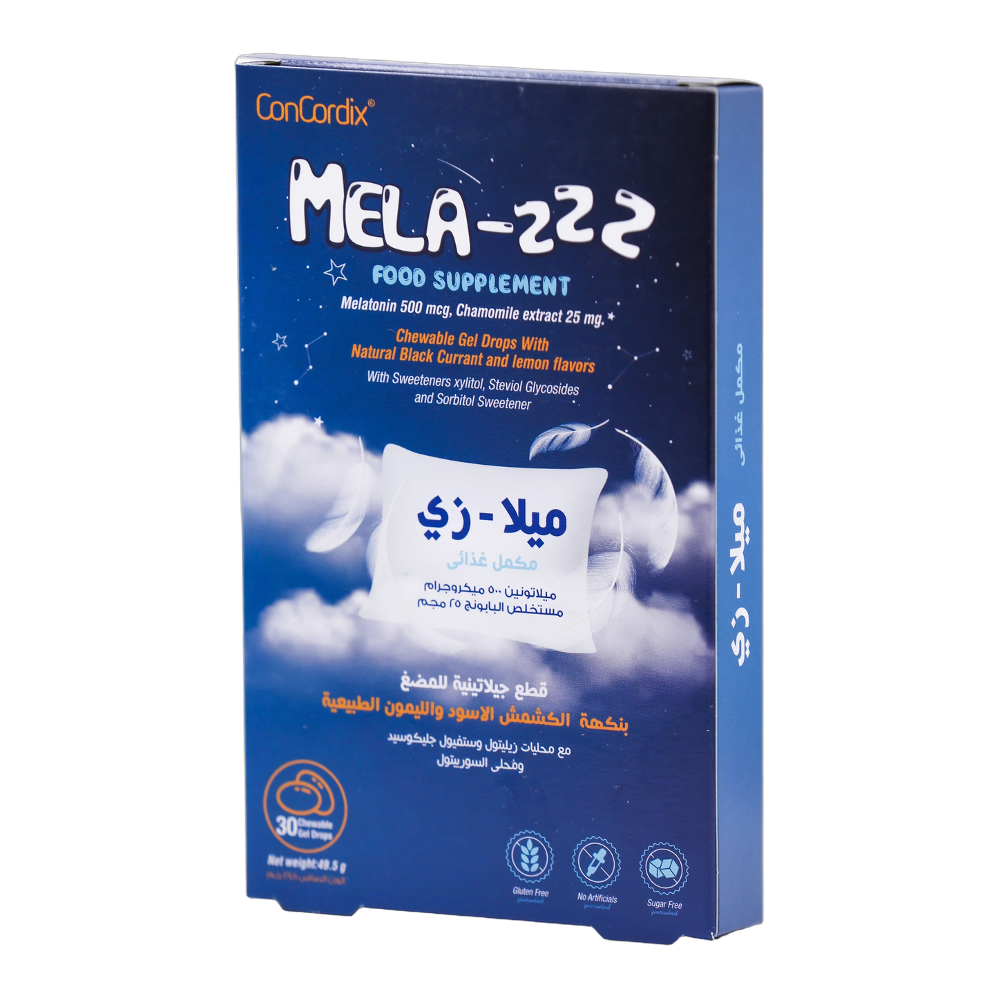 Mela Z Melatonin 500 mcg Chamomile, Blackcurrant Lemon Flavor 30 Gummies