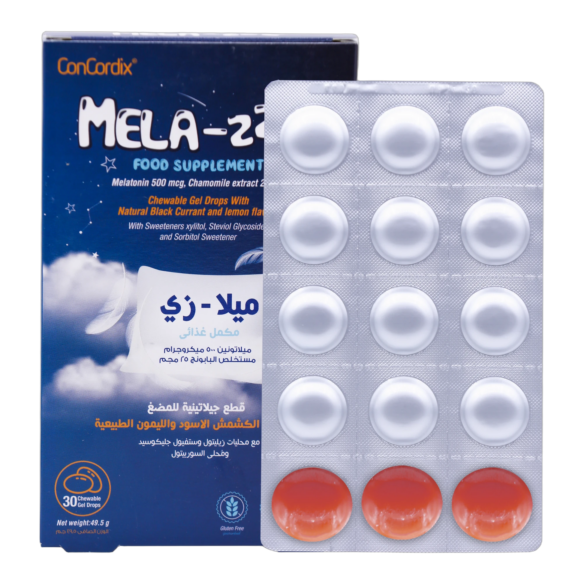 Mela Z Melatonin 500 mcg Chamomile, Blackcurrant Lemon Flavor 30 Gummies