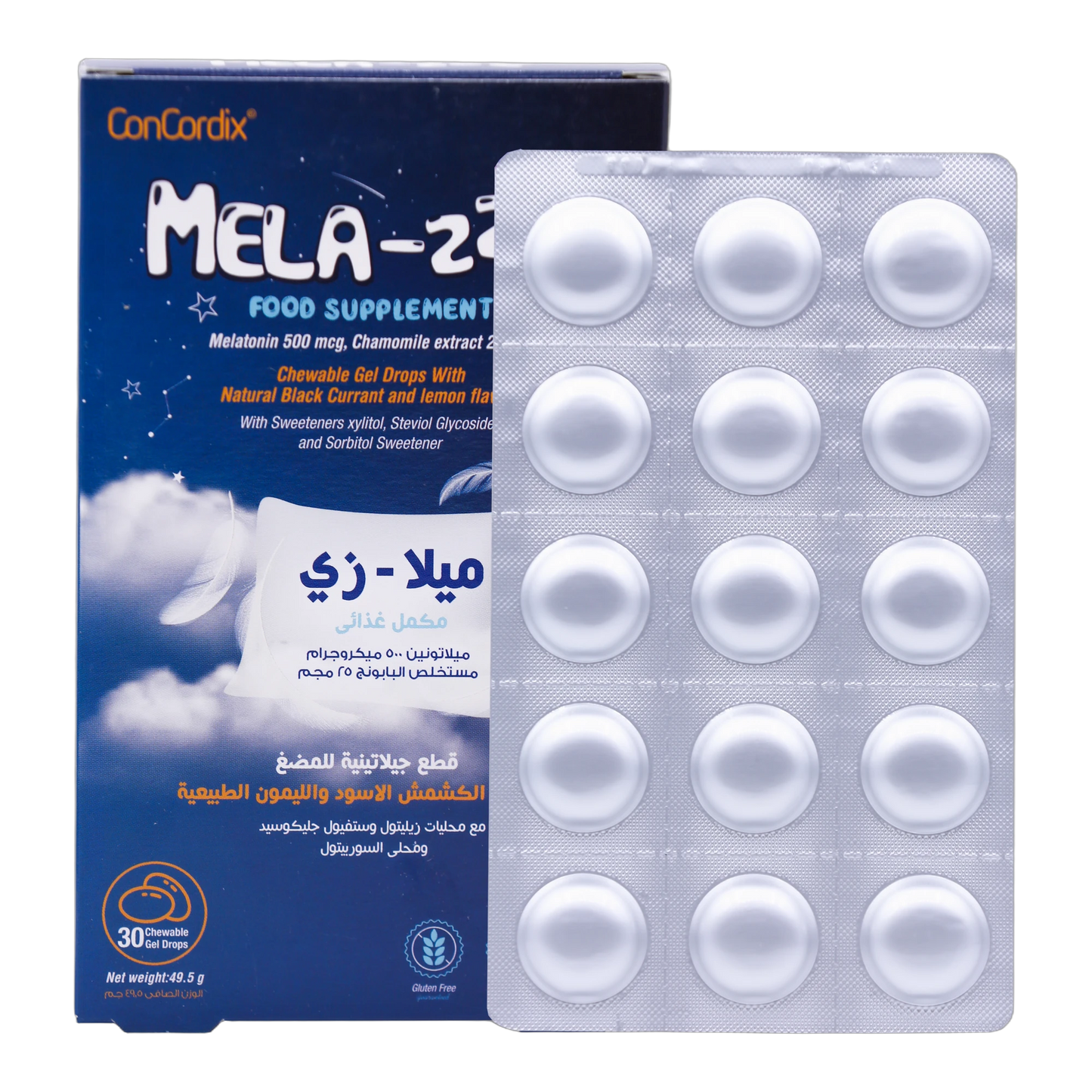 Mela Z Melatonin 500 mcg Chamomile, Blackcurrant Lemon Flavor 30 Gummies