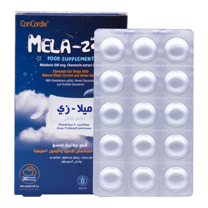 Mela Z Melatonin 500 mcg Chamomile, Blackcurrant Lemon Flavor 30 Gummies