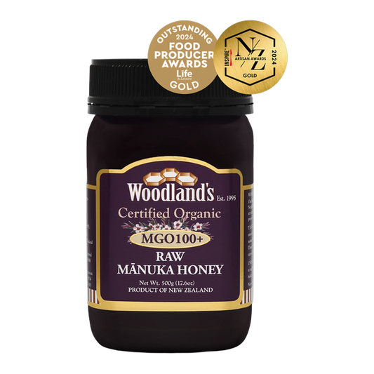 Woodland's Mānuka Honey MGO100+ Organic Raw 250g