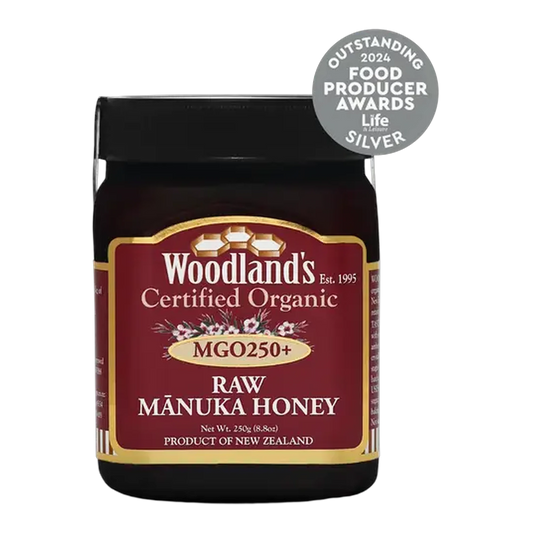 Woodland's Mānuka Honey MGO250 + Organic Raw 250g
