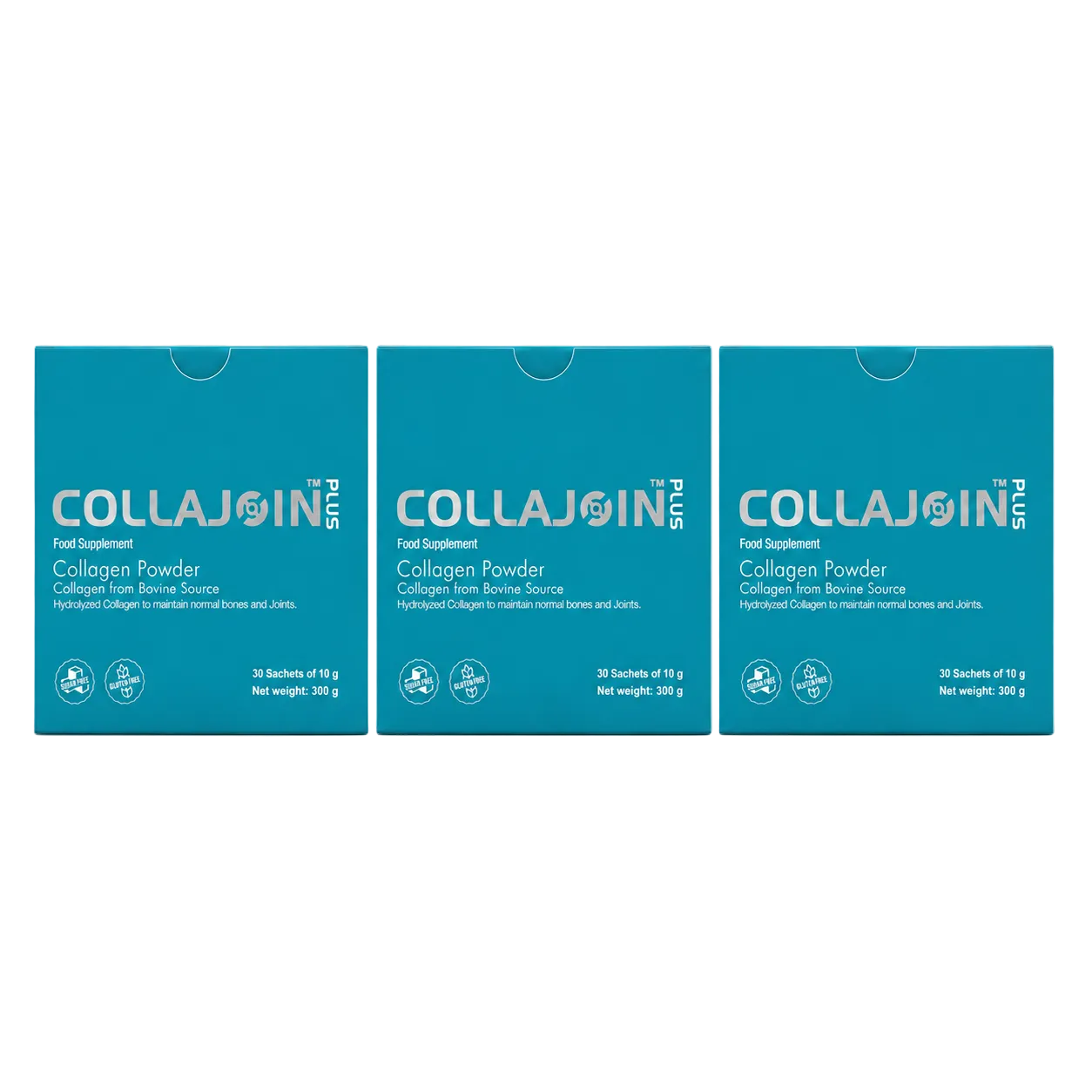 (Pack of 3) Collajoin Plus Fortigel® Hydrolyzed Bovine Collagen 9900 mg with Vitamin C, Curcumin & Resveratrol | Joint, Bone & Cartilage Support | 30 Sachets (3 Month) -UA