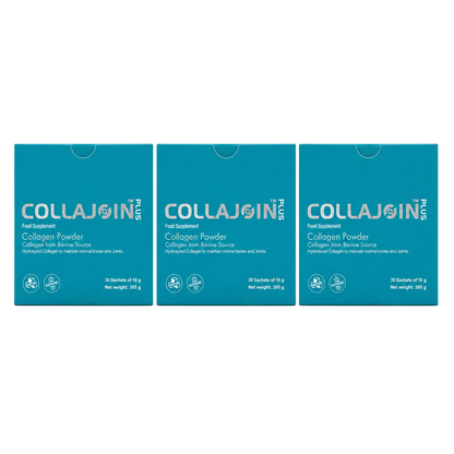 (Pack of 3) Collajoin Plus Fortigel® Hydrolyzed Bovine Collagen 9900 mg with Vitamin C, Curcumin & Resveratrol | Joint, Bone & Cartilage Support | 30 Sachets (3 Month) -UA