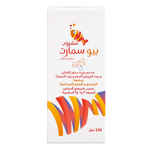 Biosmart Syrup Virgin Olive Oil 1g, Flaxseed Oil 0.5g and Omega-3 1g Mango and Peach Flavor 230 ml (UAE)