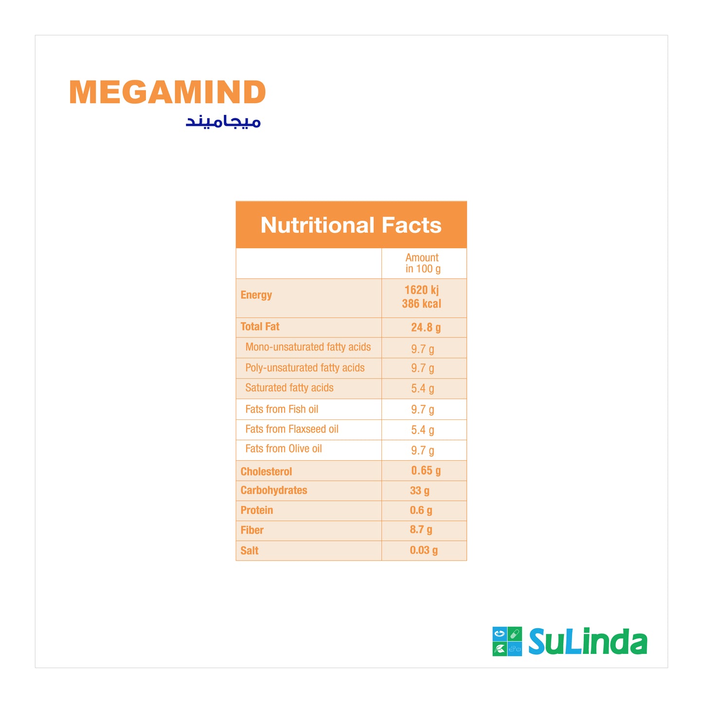 Megamind Drink Fish Oil 2.75 g, Olive Oil 1 g and Flaxseed Oil Mango and Peach Flavor 230 ml Syrup (UAE)