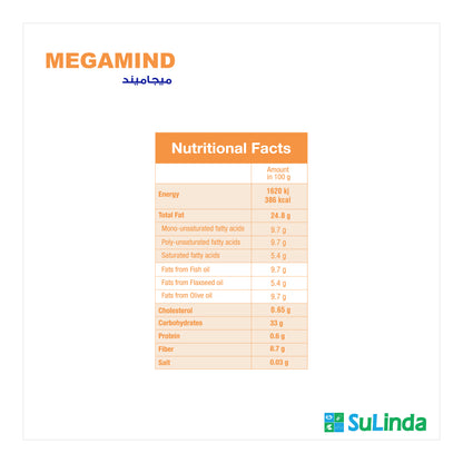 Megamind Drink Fish Oil 2.75 g, Olive Oil 1 g and Flaxseed Oil Mango and Peach Flavor 230 ml Syrup (UAE)